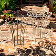 Zaer Ltd. International Set of 2 Round Iron Trellis Garden Stands in Antique White "Stephania" ZR220416-AW View 5