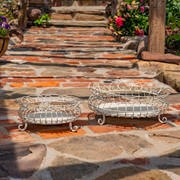 Zaer Ltd. International Set of 2 Embellished Metal Wire Flower Baskets in Antique White "London 1812" ZR220711-AW View 5