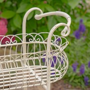Zaer Ltd. International Pre-Order: 32.28" Tall 2-Tier Metal Oval Basket Plant Stand in White "Stephania" ZR220663-AW View 5