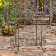 Zaer Ltd. International Pre-Order: 32.28" Tall 2Tier Metal Oval Basket Plant Stand in Bronze "Stephania" ZR220663-BZ View 5