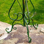 Zaer Ltd International 28" Tall Round Iron Birdbath with Folding Stand in Antique Green "Stephania" ZR220404-GR View 5