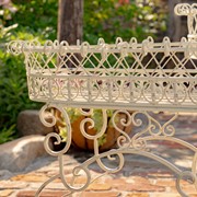 Zaer Ltd. International Pre-Order: Set/2 Plant Stands w/Embellished Oval Baskets in White "London 1820" ZR220406-AW View 5
