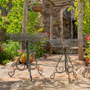 Zaer Ltd. International Set of 2 Round Plant Stands with Decorative Baskets in Blue "Copenhagen 1843" ZR220407-BL View 5