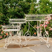 Zaer Ltd. International Set of 3 Round Plant Stands with Baskets in Antique White "Copenhagen 1843" ZR220408-AW View 5