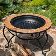 Zaer Ltd. International 32.6"D. Round Mosaic Tile Metal Fire Pit "Shenandoah" ZR803682-A View 5