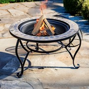 Zaer Ltd. International 32.6"D. Round Mosaic Tile Metal Fire Pit "Medora" ZR803682-C View 5