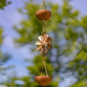 Zaer Ltd International 94" Long Antique Copper Iron Rain Chain with Windmill Details ZR235181 View 5