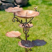 Zaer Ltd International 44.5" Tall Multi-Tier Blossom Shaped Iron Birdbath Garden Stake "Camellia" ZR235187 View 5