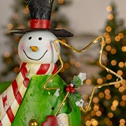 Zaer Ltd International Set of 2 Assorted 21.5" Tall Metal Snowmen Decorations with LED Light ZR234618-SET View 5