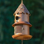 Zaer Ltd International Set of 4 Asst Copper Hanging Birdhouse Feeder Wind Chimes "Homestead Collection" ZR235021-4-SET View 5