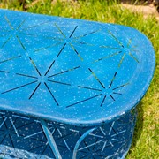 Zaer Ltd International 47.25"L. Embellished Oval Metal Garden Table with Shelf in Blue "Toulouse 1275" ZR194619-BL View 5