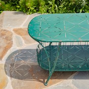 Zaer Ltd International 47.25"L. Embellished Oval Metal Garden Table with Shelf in Green "Toulouse 1275" ZR194619-GR View 5