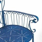 Zaer Ltd International 47.25" Long Embellished Metal Garden Bench in Antique Blue "Toulouse 1275" ZR194620-BL View 5