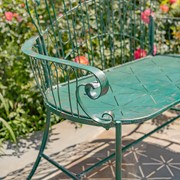 Zaer Ltd International 47.25" Long Embellished Metal Garden Bench in Antique Green "Toulouse 1275" ZR194620-GR View 5