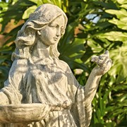 Zaer Ltd International 38" Tall Magnesium Girl Holding Bird and Bowl Garden Statue in Grey "Holly" ZR131740-GY View 5