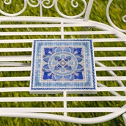 Zaer Ltd. International "Cape May" Mosaic Tile Bench with Iron Frame - White & Blue ZR850193 View 5