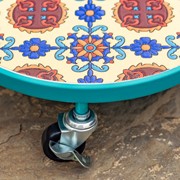 Zaer Ltd. International 11.8" Ceramic Mosaic Tile Plant Trolley "Toulouse" - Teal/Blue/Red ZR850033 View 5