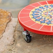 Zaer Ltd. International 13.8" Ceramic Mosaic Tile Plant Trolley "Paris" - Red/Blue/Yellow ZR850044 View 5