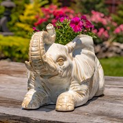 Zaer Ltd International Pre-Order: Hand Painted Ceramic Elephant Planter "Namibia" ZR083912 View 5