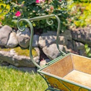 Zaer Ltd. International 32" Metal Garden-Flower Cart with Handle & Wheels in Green-Brown "London 1820" ZR230443-GR View 5