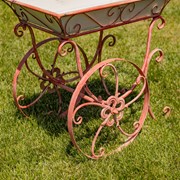 Zaer Ltd. International 32" Tall Metal Garden-Flower Cart with Handle & Wheels in Pink "London 1820" ZR230443-PK View 5