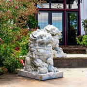 Zaer Ltd. International Pre-Order: Set of 2 Magnesium Foo Dog Statues in Antique Grey "Gan & An" ZR617270-GYS View 5