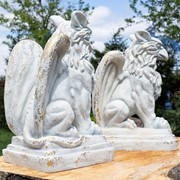 Zaer Ltd International Set of 2 Magnesium Griffin Statues in Antique Grey "Peter & Lois" ZR619280-GYS View 5
