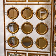 Zaer Ltd International Pre-Order:  Three Panel Decorative Folding Screen with Mirror Accents "Riordan" ZR233088 View 5
