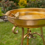 Zaer Ltd International 31.3" Tall Frosted Gold Birdbath-Feeder with Tri-Stand ZR240489-FG View 5