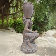 Zaer Ltd International Pre-Order: 41" Tall Lady Kneeling with Urn on Shoulder  in Blue-Bronze "Rachael" ZR267141-BB View 5
