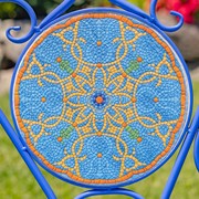 Zaer Ltd. International "Naples" Mosaic Tile Bench with Iron Frame - Teal & Gold ZR850817 View 5