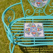 Zaer Ltd. International "Baton Rouge" Mosaic Tile Bench with Iron Frame - Blue, Green & Red ZR850917 View 5