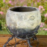 Zaer Ltd International Set of 2 Assorted Ceramic Globe Planters with Metal Tripod Stands in Black ZR241909-GYS View 5