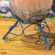 Zaer Ltd International Set of 2 Assorted Ceramic Globe Planters with Metal Tripod Stands in Cobalt Blue ZR241909-BLS View 5