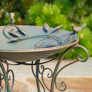 Zaer Ltd. International 23" Tall Iron Birdbath with Bird Detail & Porcelain Accent in Bronze "Rome 1945" ZR180891-BZ View 5