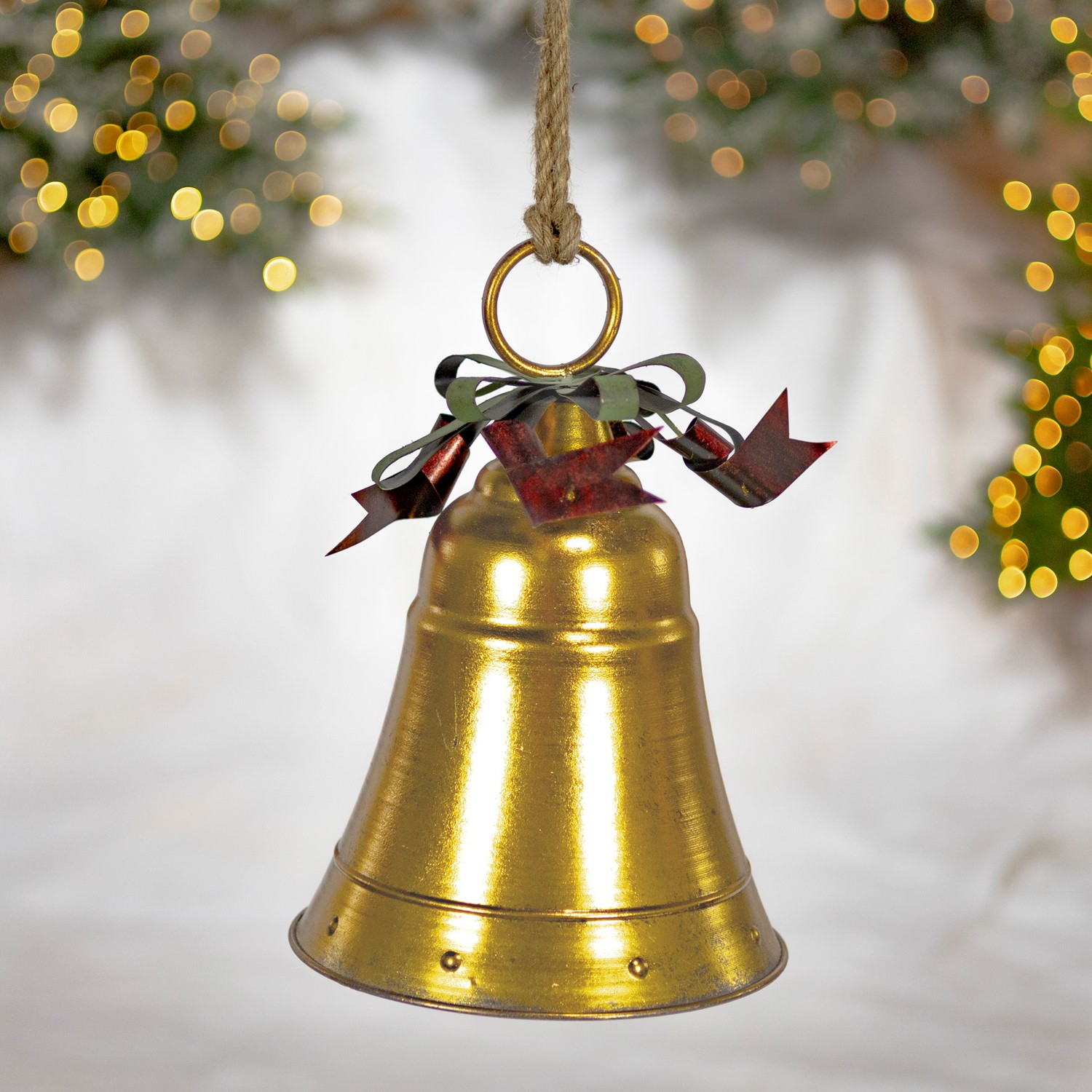 Gold Flared Metal Hanging Bells, Set of 3