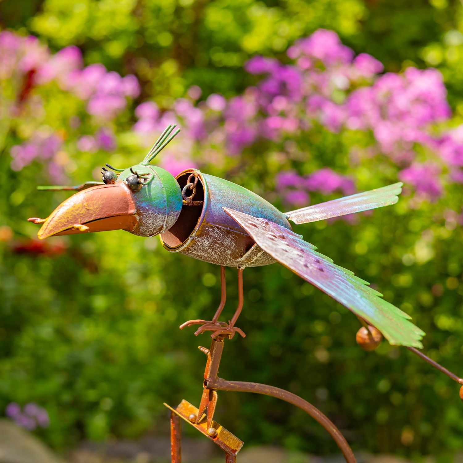 ユニコーン ステンドグラス ロッキングホース Set of 6 Assorted Colorful Metal Rocking Bird Garden Stakes