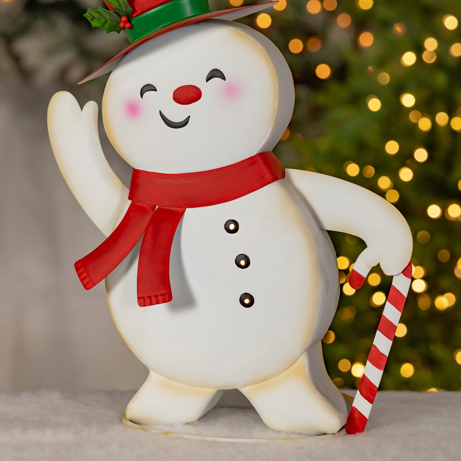 Set of 2 Friendly Metal Snowmen Figurines 