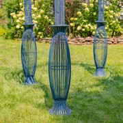 Zaer Ltd. International 13ft. Tall Round Iron Garden Gazebo in Antique Blue "Bella Rosa" ZR633730-BL View 6