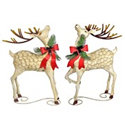 Zaer Ltd. International Set of 2 31.5" Tall Medium Iron Reindeer with Pinecone Bow ZR140314-SET View 6