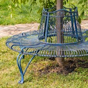 Zaer Ltd. International 61.5" Victorian Style Round Metal Tree Bench in Cobalt Blue "Paris 1968" ZR150645-BL View 6