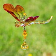 Zaer Ltd. International Three Tone Hanging Acrylic Dragonfly Ornaments with Flowers in 6 Assorted Colors ZR506316 View 6