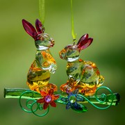 Zaer Ltd. International Two Rabbits Hanging Acrylic Ornaments in 6 Assorted Colors ZR501615 View 6