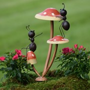Zaer Ltd International Set of 6 Funny Ants on Mushrooms Garden Stakes ZR652404-SET View 6