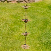Zaer Ltd International 78" Long Iron Flower Rain Chain in Antique Copper ZR156150-AC View 6