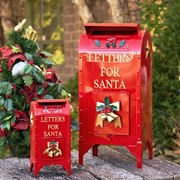 Zaer Ltd International Pre-Order: Set/2 Medium & Small Glossy Red Christmas Mailboxes with Gold Details ZR140302-MS View 6