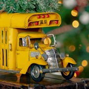 Zaer Ltd International Vintage Style Small Conversion School Bus with Christmas Tree VA170007 View 6