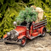 Zaer Ltd International 1930's Vintage Style Fire Truck with Open Cab & Christmas Tree VA170004 View 6