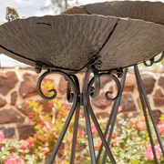 Zaer Ltd. International Set of 3 Frosted Gold Iron Birdbaths with Butterflies "Luciana" ZR171425-SET View 6