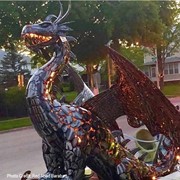 Zaer Ltd International 4.5 ft. Tall Large Iron Dragon Statue with Curly Tail " Igor" ZR170266 View 6
